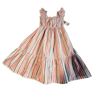 Cat & Jack  Size XS (4/5) Girls Striped Sleeveless Ruffle Maxi Dress 100% Cotton